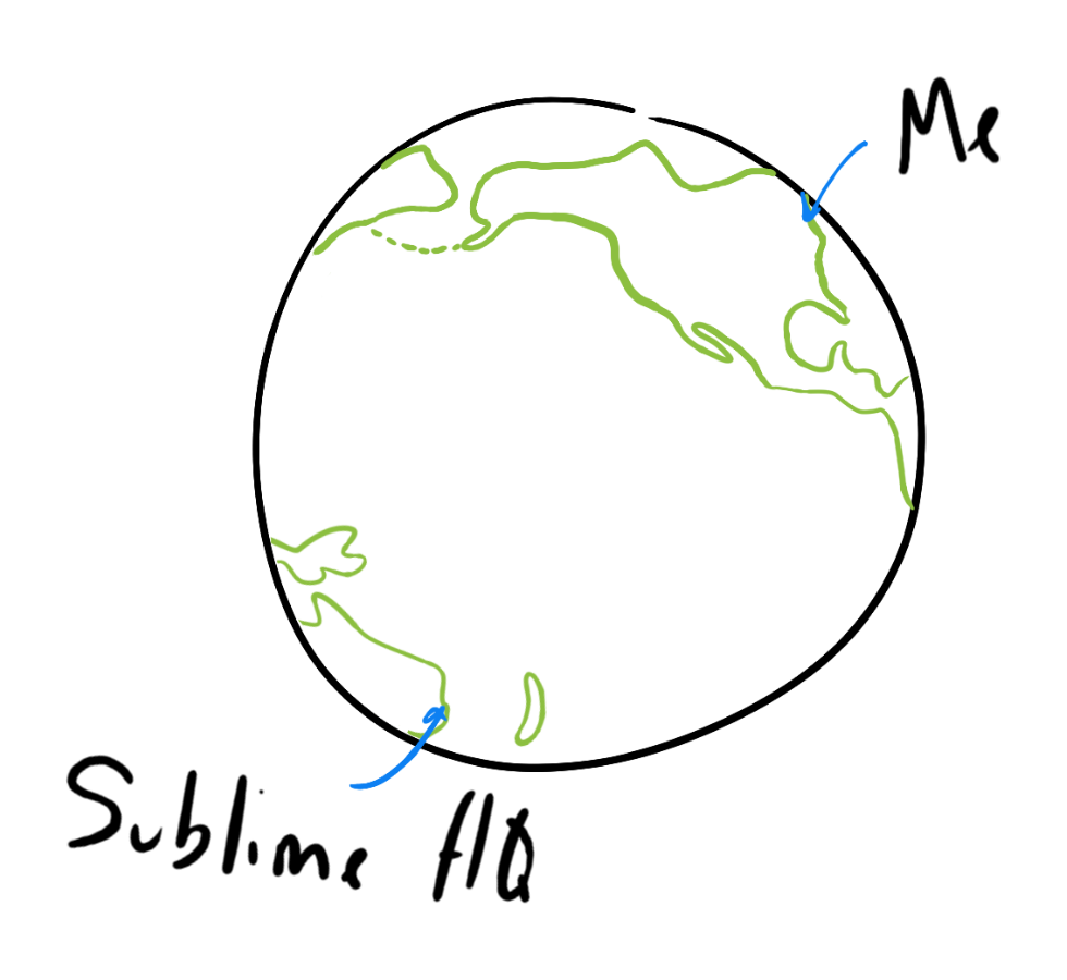 Illustration of the earth, highlighting where Sydney and Boston are located